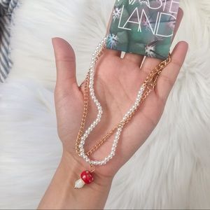 Mushroom pearl anklet